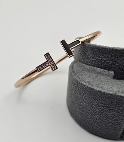 Tiffany modeli taşlı siyah mineli rose bileklik