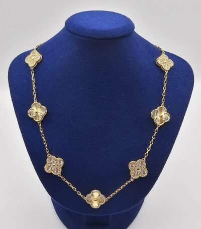 Van-cleef-modeli-10-yaprakli-buyuk-yonca-dogal-tas-duz-tasli-vca-gold-kolye