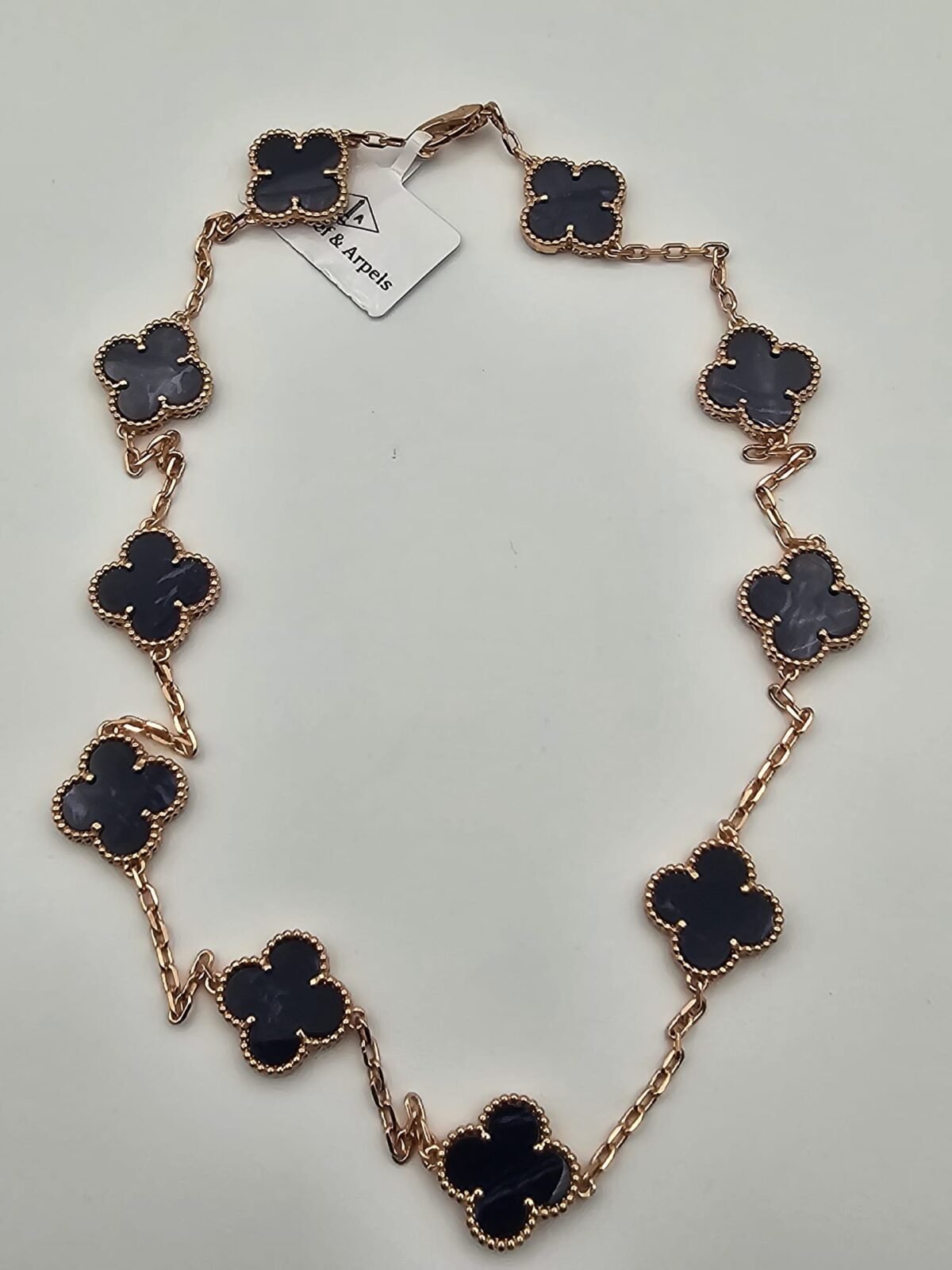 Van cleef modeli 10 yapraklı büyük yonca doğal taş lacivert vca rose kolye