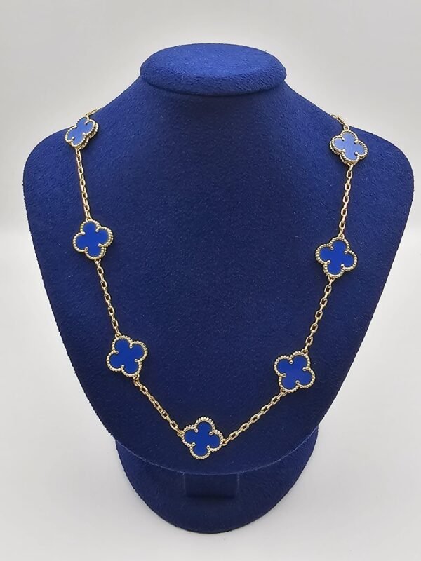 Van-cleef-modeli-10-yaprakli-buyuk-yonca-dogal-tas-mavi-vca-gold-kolye