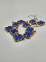Van cleef modeli 10 yapraklı büyük yonca doğal taş mavi vca rose kolye
