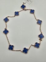 Van cleef modeli 10 yapraklı büyük yonca doğal taş mavi vca rose kolye