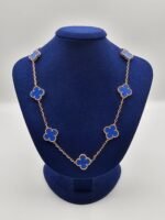 Van cleef modeli 10 yapraklı büyük yonca doğal taş mavi vca rose kolye