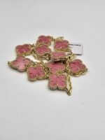Van cleef modeli 10 yapraklı büyük yonca doğal taş pembe vca gold kolye