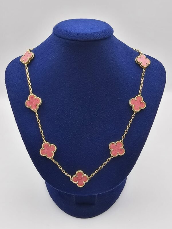 Van-cleef-modeli-10-yaprakli-buyuk-yonca-dogal-tas-pembe-vca-gold-kolye