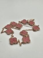 Van cleef modeli 10 yapraklı büyük yonca doğal taş pembe vca rose kolye