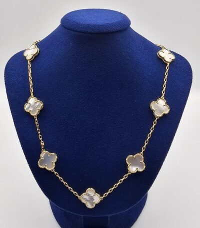 Van-cleef-modeli-10-yaprakli-buyuk-yonca-dogal-tas-sedef-beyaz-vca-gold-kolye