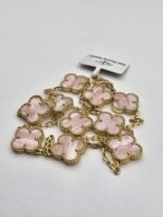 Van cleef modeli 10 yapraklı büyük yonca doğal taş sedef pembe vca gold kolye