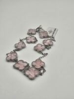 Van cleef modeli 10 yapraklı büyük yonca doğal taş sedef pembe vca gümüş kolye