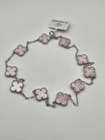 Van cleef modeli 10 yapraklı büyük yonca doğal taş sedef pembe vca gümüş kolye