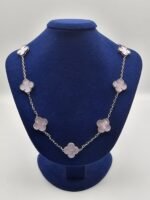 Van cleef modeli 10 yapraklı büyük yonca doğal taş sedef pembe vca gümüş kolye
