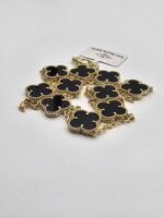 Van cleef modeli 10 yapraklı büyük yonca doğal taş siyah vca gold kolye