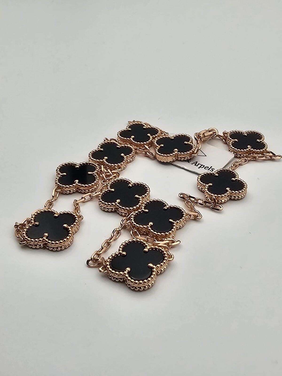 Van cleef modeli 10 yapraklı büyük yonca doğal taş siyah vca rose kolye