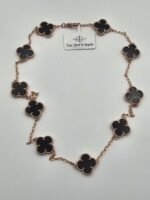 Van cleef modeli 10 yapraklı büyük yonca doğal taş siyah vca rose kolye