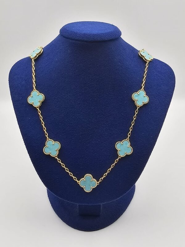 Van-cleef-modeli-10-yaprakli-buyuk-yonca-dogal-tas-turkuaz-vca-gold-kolye