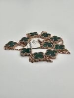 Van cleef modeli 10 yapraklı büyük yonca doğal taş zümrüt yeşili vca rose kolye