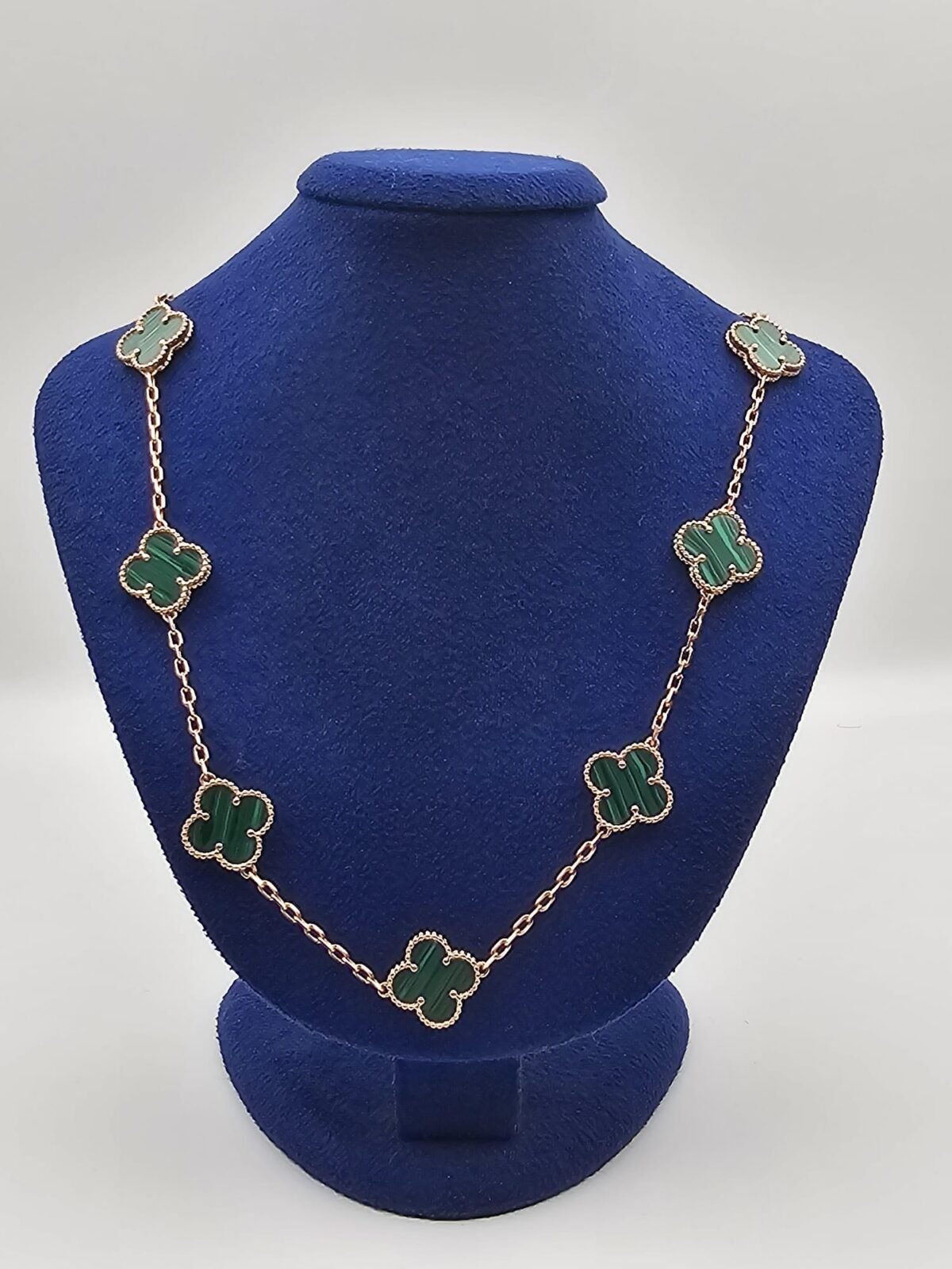 Van cleef modeli 10 yapraklı büyük yonca doğal taş zümrüt yeşili vca rose kolye