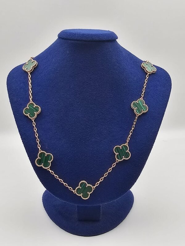 Van cleef modeli 10 yapraklı büyük yonca doğal taş zümrüt yeşili vca rose kolye