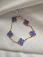 Van cleef modeli 5 yapraklı büyük yonca doğal taş açık mavi vca rose bileklik