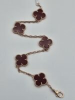 Van cleef modeli 5 yapraklı büyük yonca doğal taş kırmızı vca rose bileklik
