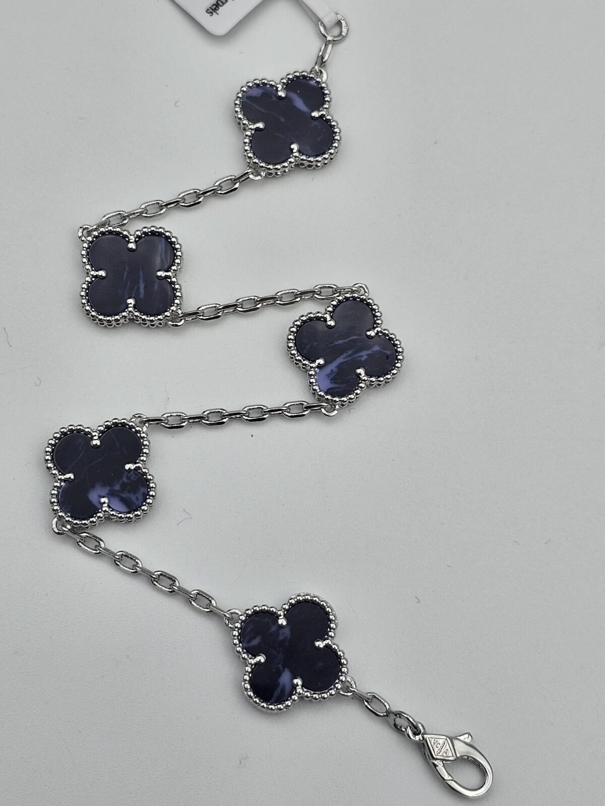 Van cleef modeli 5 yapraklı büyük yonca doğal taş lacivert vca gümüş bileklik