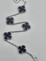Van cleef modeli 5 yapraklı büyük yonca doğal taş lacivert vca gümüş bileklik