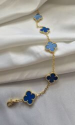 Van cleef modeli 5 yapraklı büyük yonca doğal taş mavi vca gold bileklik