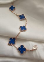 Van cleef modeli 5 yapraklı büyük yonca doğal taş mavi vca rose bileklik