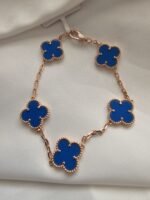 Van cleef modeli 5 yapraklı büyük yonca doğal taş mavi vca rose bileklik