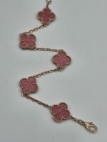 Van cleef modeli 5 yapraklı büyük yonca doğal taş pembe vca rose bileklik