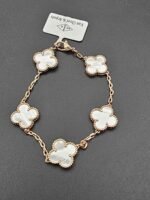 Van cleef modeli 5 yapraklı büyük yonca doğal taş sedef beyaz vca rose bileklik