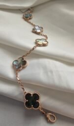 Van cleef modeli 5 yapraklı büyük yonca doğal taş sedef gri vca rose bileklik