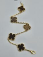 Van cleef modeli 5 yapraklı büyük yonca doğal taş sedef kehribar vca gold bileklik