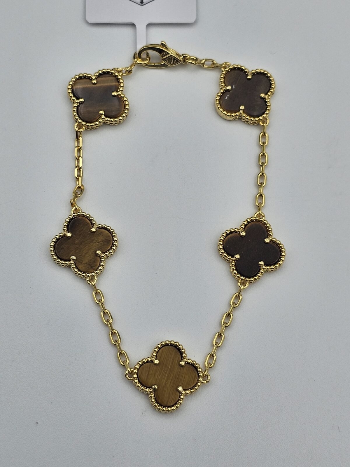 Van cleef modeli 5 yapraklı büyük yonca doğal taş sedef kehribar vca gold bileklik
