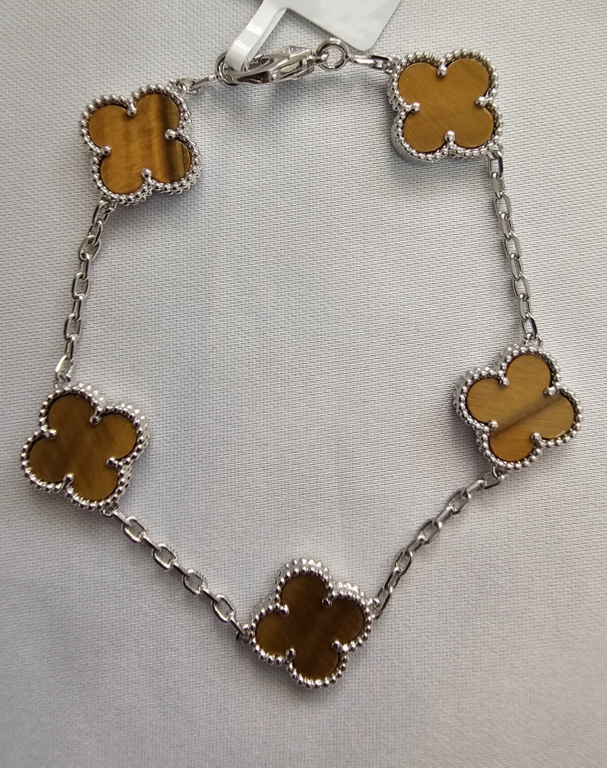 Van cleef modeli 5 yapraklı büyük yonca doğal taş sedef kehribar vca gümüş bileklik