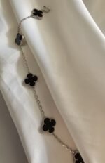 Van cleef modeli 5 yapraklı büyük yonca doğal taş siyah vca gümüş bileklik
