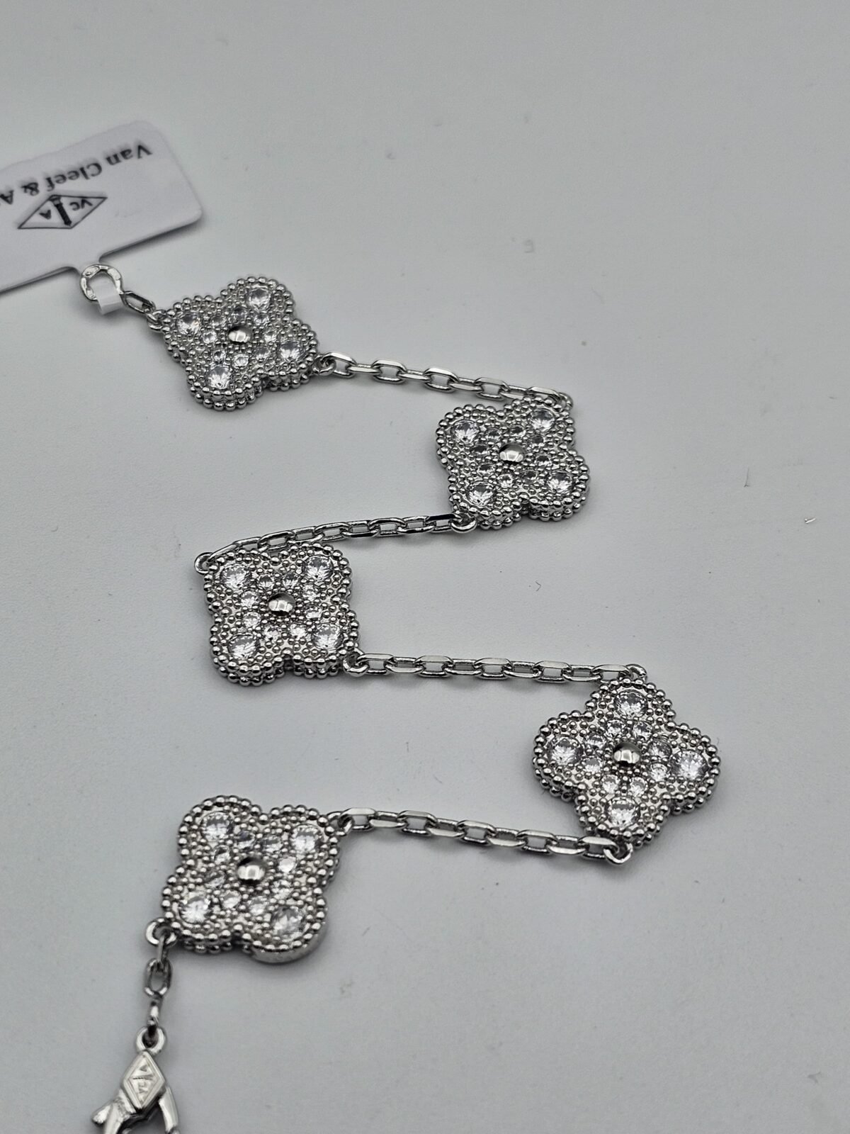 Van cleef modeli 5 yapraklı büyük yonca full taşlı vca gümüş bileklik