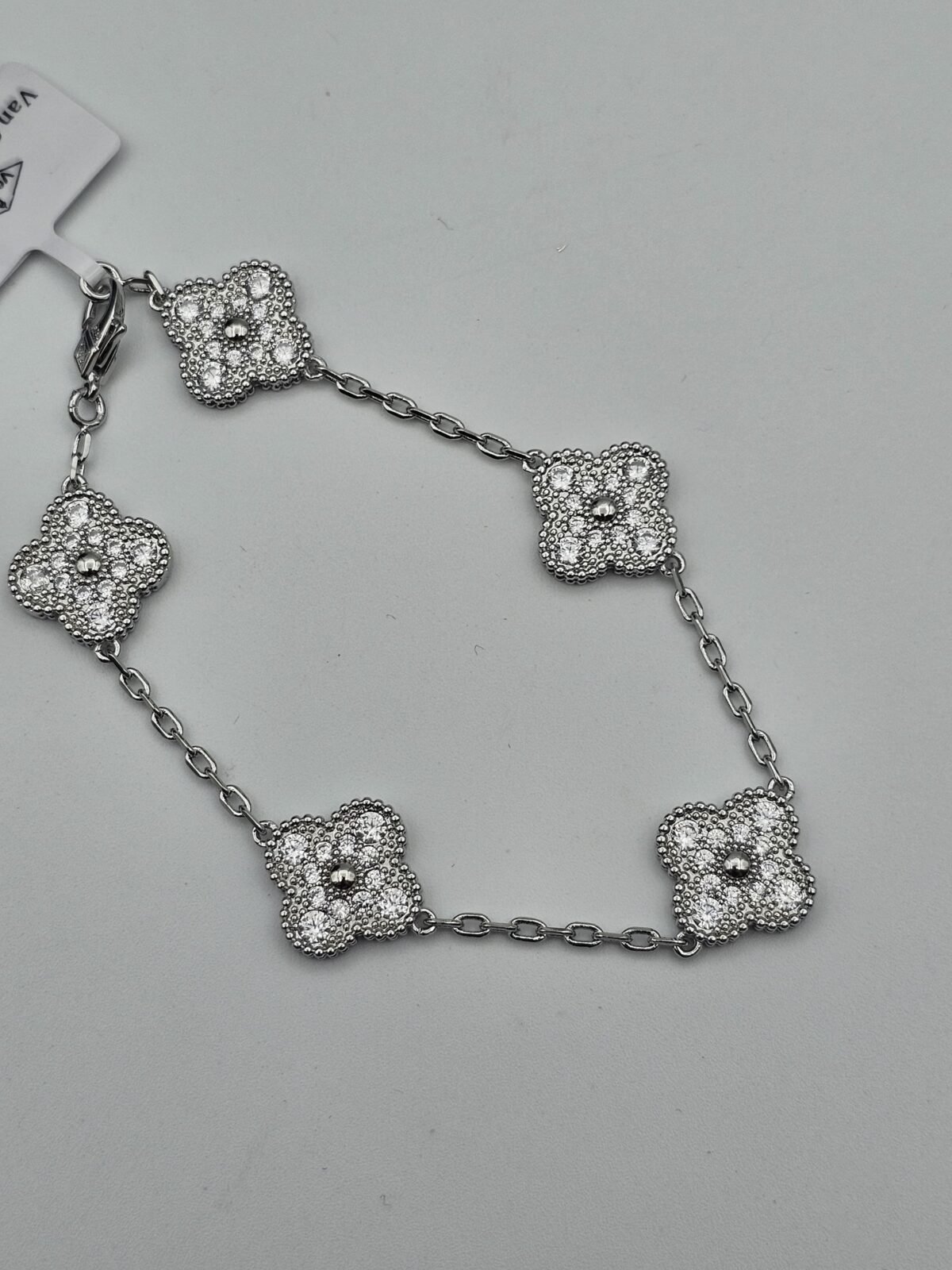 Van cleef modeli 5 yapraklı büyük yonca full taşlı vca gümüş bileklik