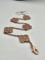 Van cleef modeli 5 yapraklı büyük yonca full taşlı vca rose bileklik