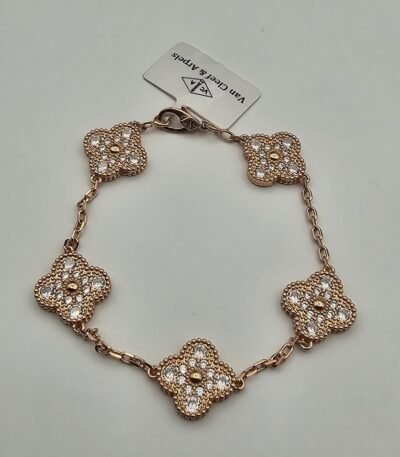 Van cleef modeli 5 yapraklı büyük yonca full taşlı vca rose bileklik