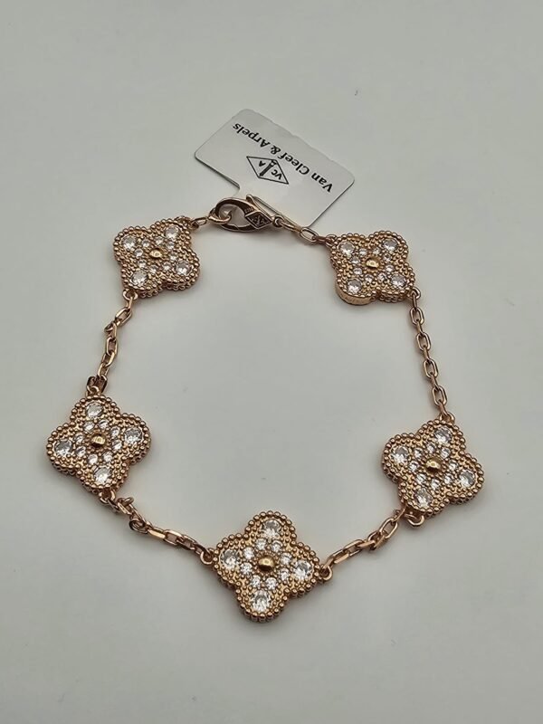 Van cleef modeli 5 yapraklı büyük yonca full taşlı vca rose bileklik