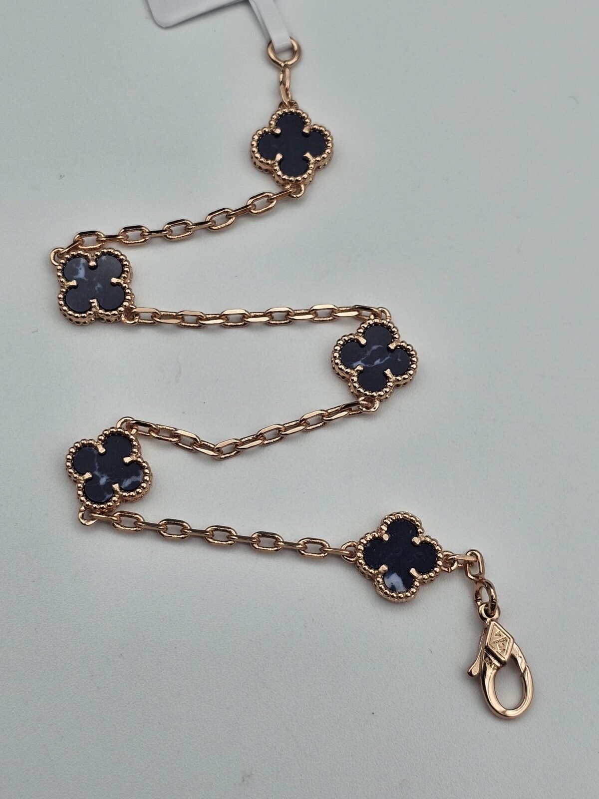 Van cleef modeli 5 yapraklı küçük yonca doğal taş lacivert vca rose bileklik