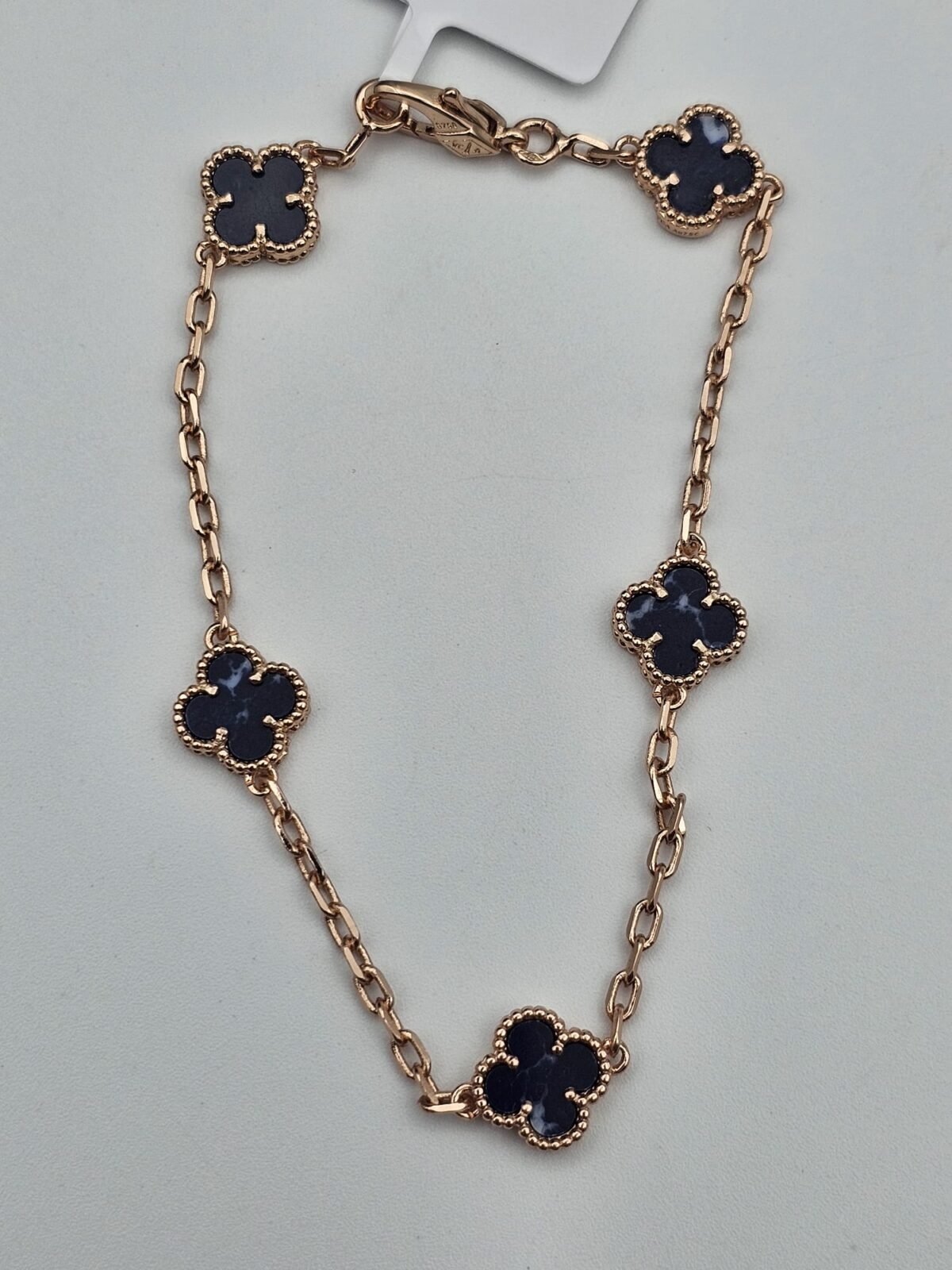 Van cleef modeli 5 yapraklı küçük yonca doğal taş lacivert vca rose bileklik