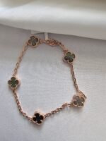 Van cleef modeli 5 yapraklı küçük yonca doğal taş sedef gri vca rose bileklik