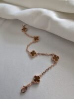 Van cleef modeli 5 yapraklı küçük yonca doğal taş sedef kehribar vca rose bileklik