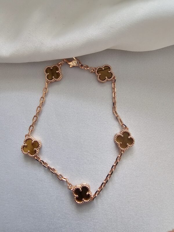 Van cleef modeli 5 yapraklı küçük yonca doğal taş sedef kehribar vca rose bileklik