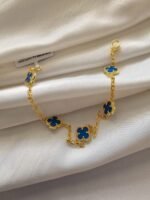Van cleef modeli 5 yapraklı küçük yonca doğal taş mavi vca gold bileklik