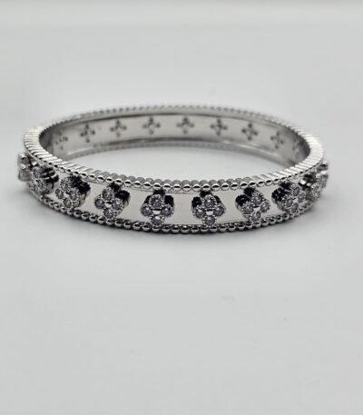 Van cleef modeli perlee yonca kelepçe gümüş bileklik