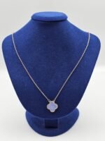 Van cleef modeli tek yapraklı büyük yonca doğal taş açık mavi vca rose kolye