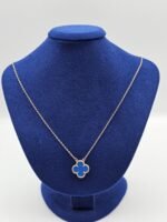 Van cleef modeli tek yapraklı büyük yonca doğal taş mavi vca rose kolye